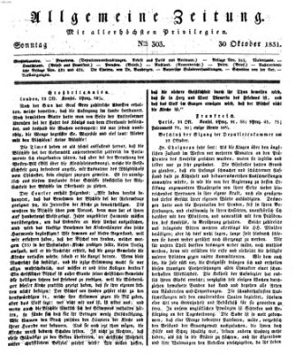 Allgemeine Zeitung Sonntag 30. Oktober 1831