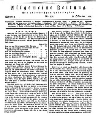 Allgemeine Zeitung Montag 31. Oktober 1831