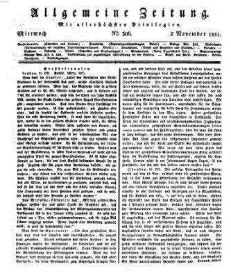 Allgemeine Zeitung Mittwoch 2. November 1831