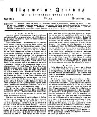 Allgemeine Zeitung Montag 7. November 1831