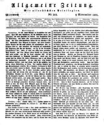 Allgemeine Zeitung Mittwoch 9. November 1831