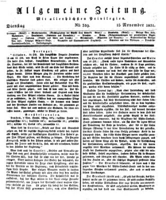 Allgemeine Zeitung Dienstag 15. November 1831