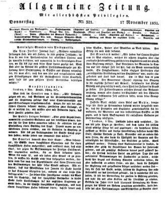 Allgemeine Zeitung Donnerstag 17. November 1831