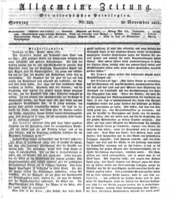 Allgemeine Zeitung Sonntag 20. November 1831