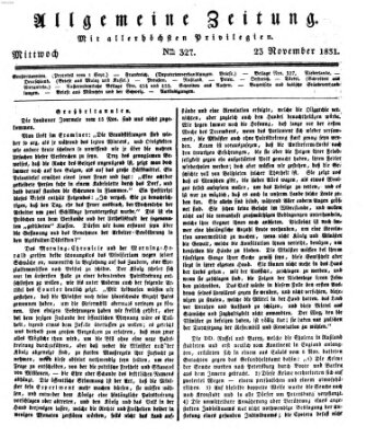 Allgemeine Zeitung Mittwoch 23. November 1831