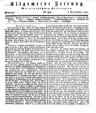 Allgemeine Zeitung Montag 5. Dezember 1831