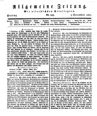 Allgemeine Zeitung Freitag 9. Dezember 1831