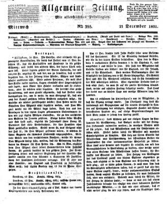 Allgemeine Zeitung Mittwoch 21. Dezember 1831