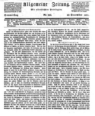 Allgemeine Zeitung Donnerstag 22. Dezember 1831