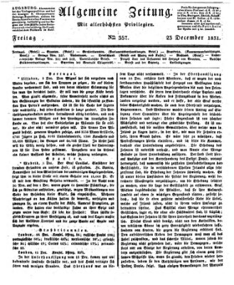 Allgemeine Zeitung Freitag 23. Dezember 1831