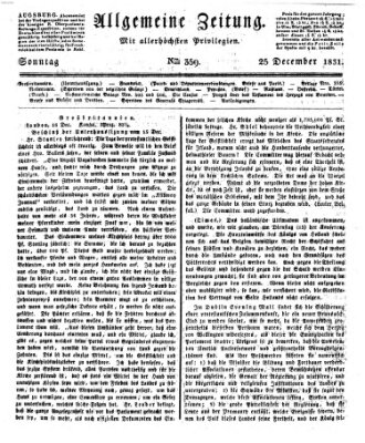 Allgemeine Zeitung Sonntag 25. Dezember 1831