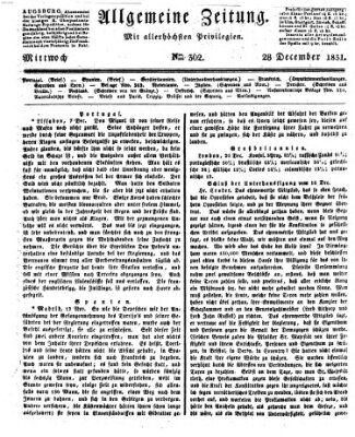 Allgemeine Zeitung Mittwoch 28. Dezember 1831