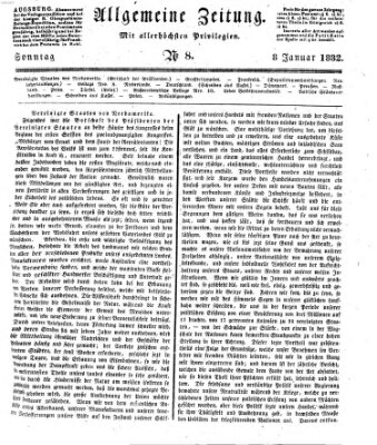 Allgemeine Zeitung Sonntag 8. Januar 1832