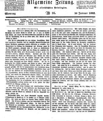 Allgemeine Zeitung Montag 16. Januar 1832