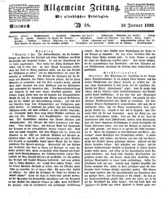 Allgemeine Zeitung Mittwoch 18. Januar 1832