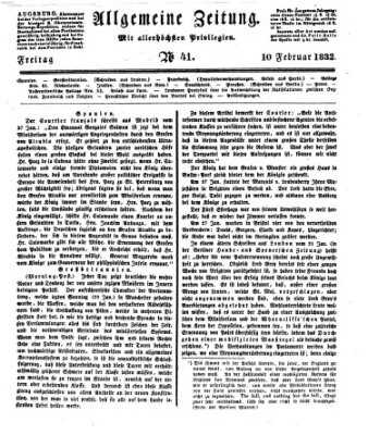 Allgemeine Zeitung Freitag 10. Februar 1832