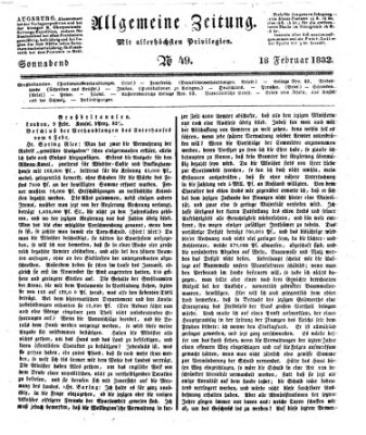 Allgemeine Zeitung Samstag 18. Februar 1832