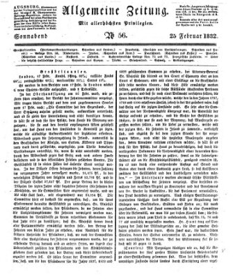 Allgemeine Zeitung Samstag 25. Februar 1832