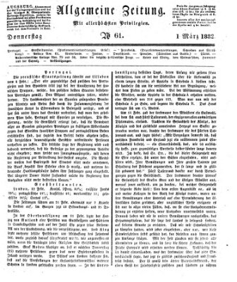 Allgemeine Zeitung Donnerstag 1. März 1832