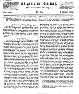 Allgemeine Zeitung Sonntag 8. April 1832