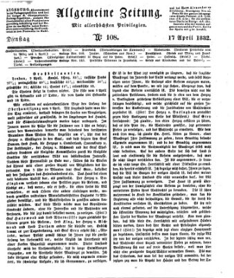 Allgemeine Zeitung Dienstag 17. April 1832