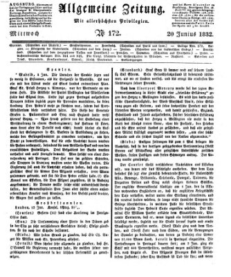 Allgemeine Zeitung Mittwoch 20. Juni 1832