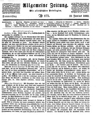 Allgemeine Zeitung Donnerstag 21. Juni 1832