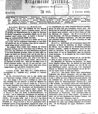 Allgemeine Zeitung Sonntag 1. Juli 1832