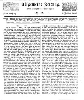 Allgemeine Zeitung Donnerstag 5. Juli 1832