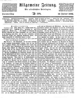 Allgemeine Zeitung Donnerstag 12. Juli 1832