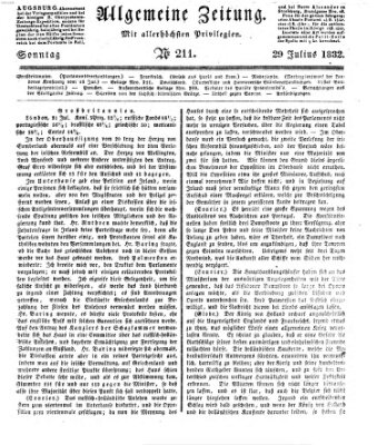 Allgemeine Zeitung Sonntag 29. Juli 1832