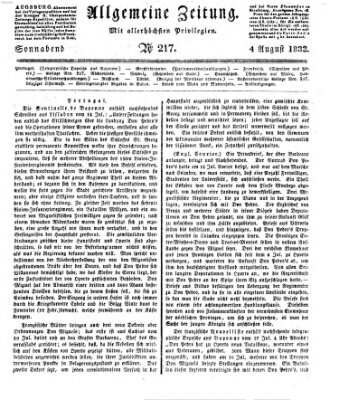 Allgemeine Zeitung Samstag 4. August 1832