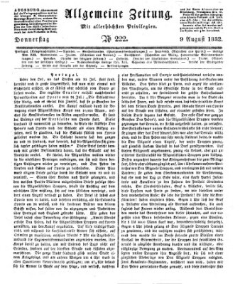 Allgemeine Zeitung Donnerstag 9. August 1832