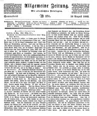 Allgemeine Zeitung Samstag 18. August 1832