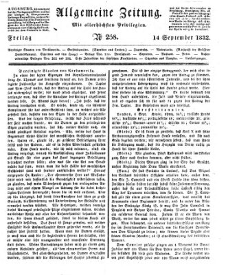 Allgemeine Zeitung Freitag 14. September 1832