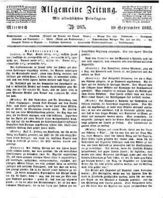 Allgemeine Zeitung Mittwoch 19. September 1832