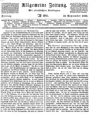 Allgemeine Zeitung Freitag 21. September 1832