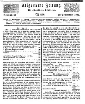 Allgemeine Zeitung Samstag 22. September 1832