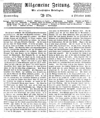 Allgemeine Zeitung Donnerstag 4. Oktober 1832