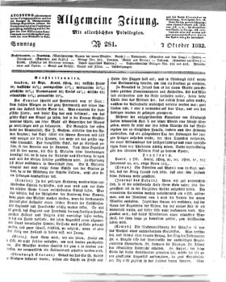 Allgemeine Zeitung Sonntag 7. Oktober 1832