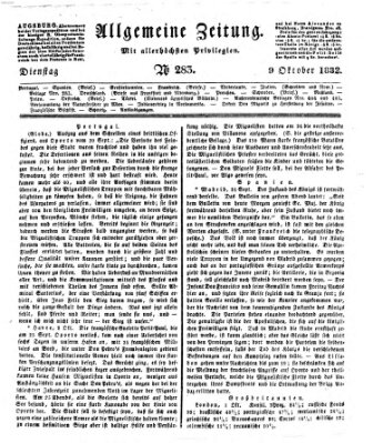 Allgemeine Zeitung Dienstag 9. Oktober 1832