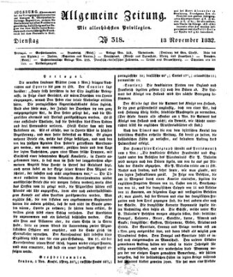 Allgemeine Zeitung Dienstag 13. November 1832