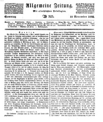 Allgemeine Zeitung Sonntag 18. November 1832