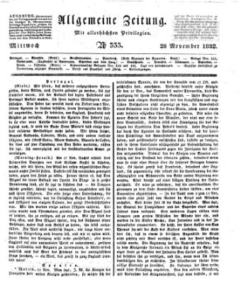 Allgemeine Zeitung Mittwoch 28. November 1832