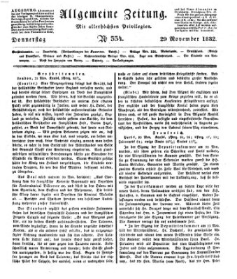 Allgemeine Zeitung Donnerstag 29. November 1832