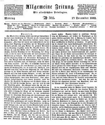 Allgemeine Zeitung Montag 17. Dezember 1832