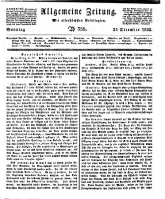 Allgemeine Zeitung Sonntag 23. Dezember 1832