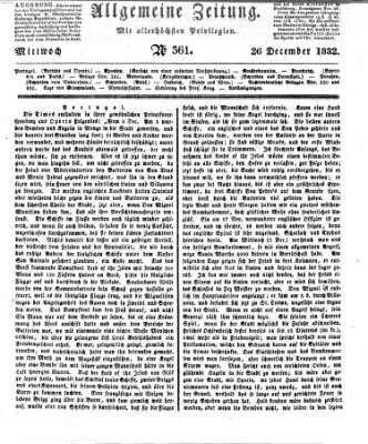 Allgemeine Zeitung Mittwoch 26. Dezember 1832