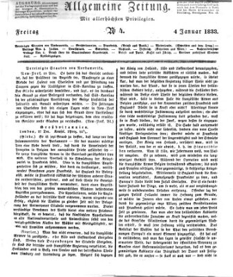 Allgemeine Zeitung Freitag 4. Januar 1833