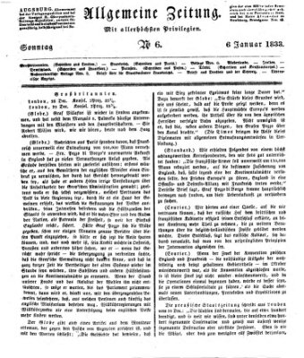 Allgemeine Zeitung Sonntag 6. Januar 1833